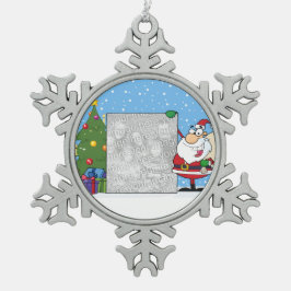 Santa Holding-foto Tin Sneeuwvlok Ornament