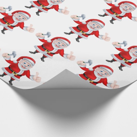 Santa Holding Hammer en geeft duim omhoog Cadeaupapier (Hoek)