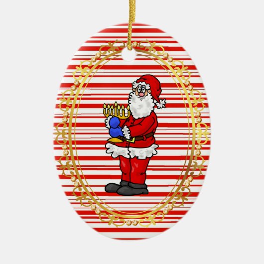 Santa Holding Menorah Chrismukkah Ornament (Voorkant)