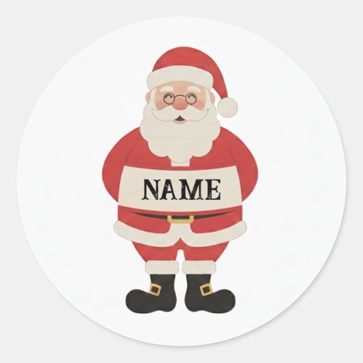 Santa Holding Sign Sticker | Personalized Holiday  (Voorkant)