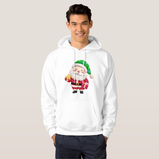 Santa Holding Star & Gift Hoodie (Voorkant volledig)
