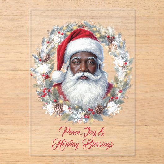 Santa Holiday Blessings Flat Card Acryl Uitnodigingen (Voorkant)