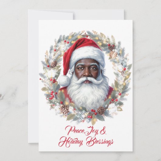 Santa Holiday Blessings Flat Card Feestdagenkaart (Voorkant)