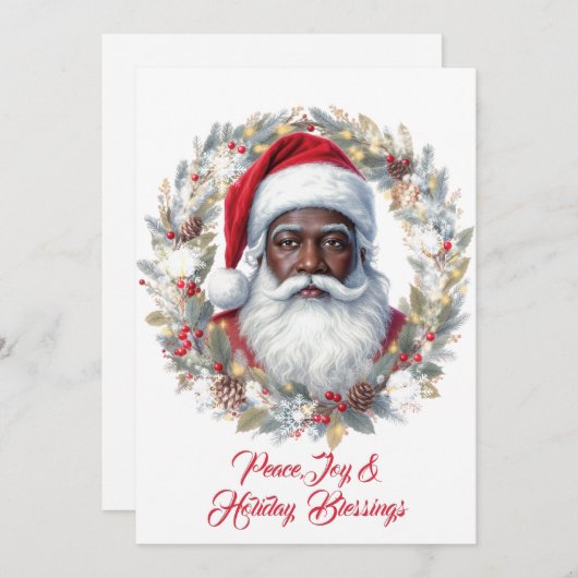 Santa Holiday Blessings Flat Card Feestdagenkaart (Voorkant / Achterkant)