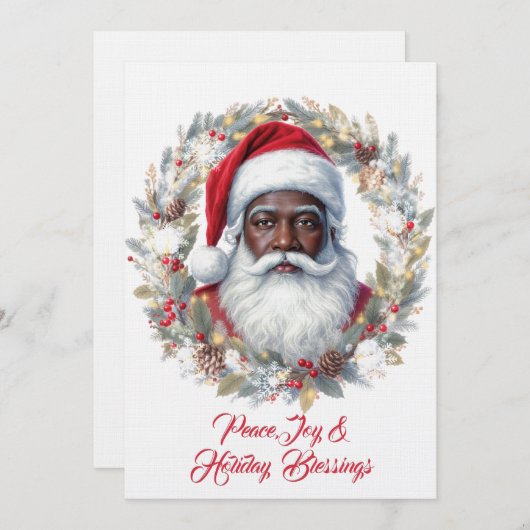 Santa Holiday Blessings Flat Card Kaart (Voorkant / Achterkant)
