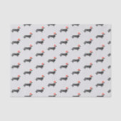 Santa holiday Christmas dachsund watercolor black Tissuepapier (Voorkant)