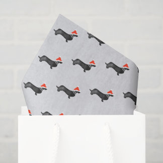 Santa holiday Christmas dachsund watercolor black Tissuepapier