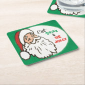 Santa Holiday Cocktail Party Retro Green Red Kartonnen Onderzetters (Schuin)