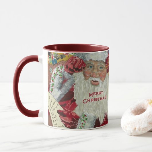 Santa Holiday Mok "Controle het twee keer" Classic (Met donut)