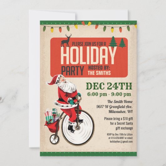 Santa Holiday Party Uitnodiging (Voorkant)