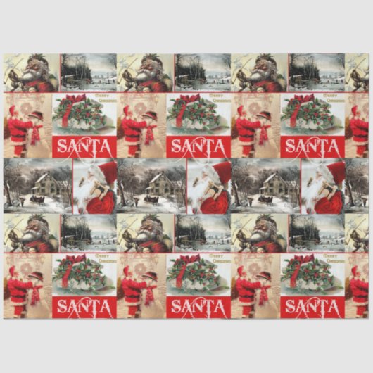 Santa Holiday Theme Decoupage Tissuepapier (Voorkant)