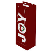 Santa & Holly Berries Kerst Typografie Wijn Cadeautas (Voorkant Gekanteld)