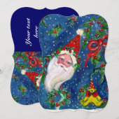 SANTA, HOLLYBERRIES, KROWNEN, CHRISTMAS PARTY Red  Kaart (Voorkant / Achterkant)