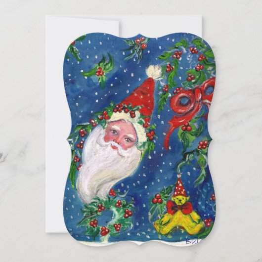 SANTA, HOLLYBERRIES, KROWNEN, CHRISTMAS PARTY Red  Kaart (Voorkant)