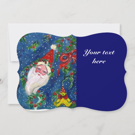 SANTA, HOLLYBERRIES, KROWNEN, CHRISTMAS PARTY Red  Kaart (Achterkant)