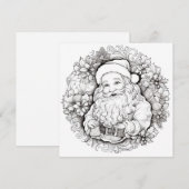 Santa Holy Poinsettia krans Kerstmis Kleuring Feestdagenkaart (Voorkant / Achterkant)