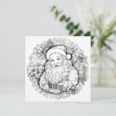 Santa Holy Poinsettia krans Kerstmis Kleuring Feestdagenkaart (Staand voorkant)