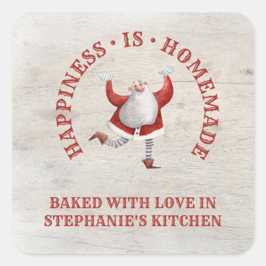 Santa Homemade met liefdeskerstmis Vierkante Sticker (Voorkant)