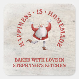 Santa Homemade met liefdeskerstmis Vierkante Sticker
