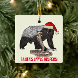 Santa Honey Badger en Snake Funny Irony Keramisch Ornament