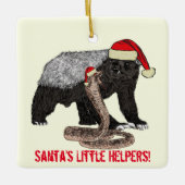 Santa Honey Badger en Snake Funny Irony Keramisch Ornament (Voorkant)