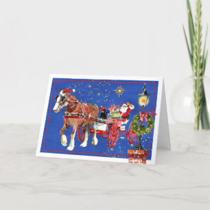 Santa Horse Schotse Kat Gevouwen Kerstmis Kaart