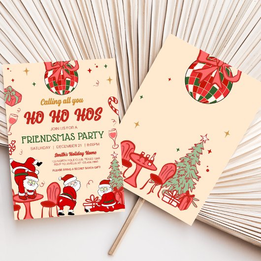 Santa Hos Grappige Volwassen Vriendjes Kerstfeest Kaart