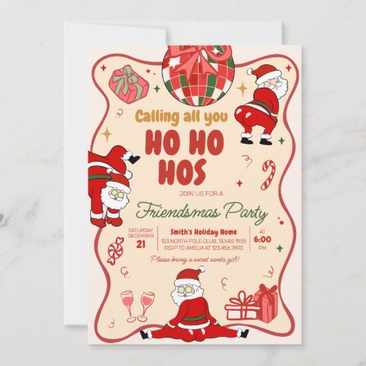 Santa Hos Grappige Vriendjes Kerstfeest Kaart (Voorkant)