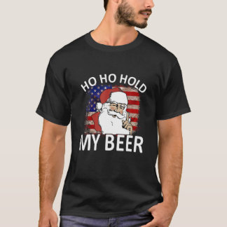 Santa Hos Hos houdt mijn Bier American vlag Ugly C T-shirt