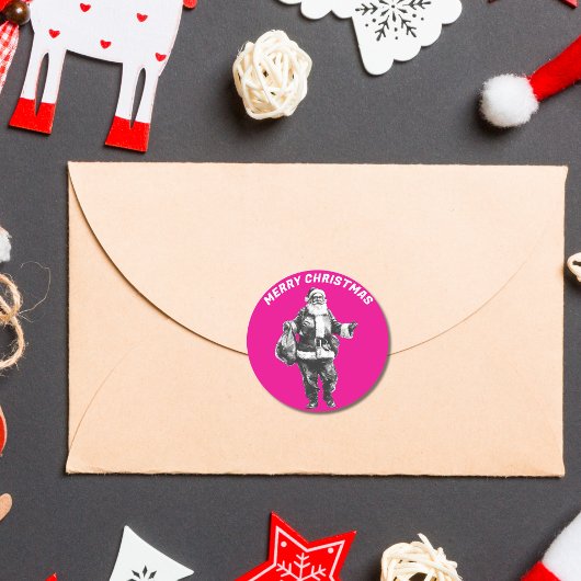  Santa Hot Pink Ronde Sticker