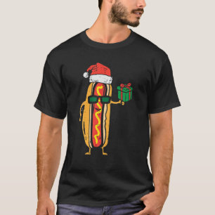 Santa Hotdog Funny Xmas Pjs Food Kerstpyjama T-shirt