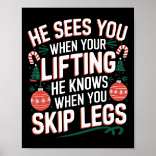 Santa houdt van Beendag Kerstmis Fitness - Uni-vol Poster