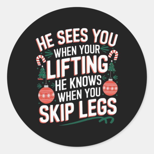 Santa houdt van Beendag Kerstmis Fitness - Uni-vol Ronde Sticker (Voorkant)