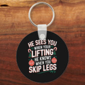 Santa houdt van Beendag Kerstmis Fitness - Uni-vol Sleutelhanger (Voorkant)