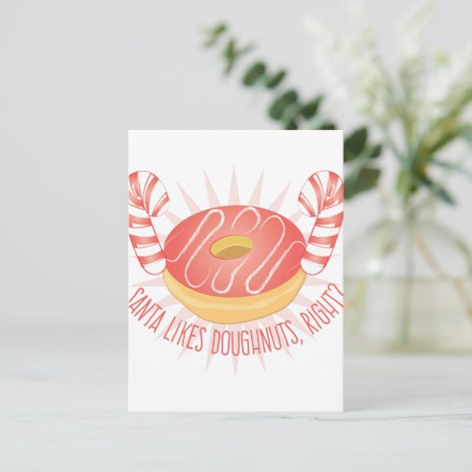Santa houdt van donuts feestdagenkaart (Staand voorkant)