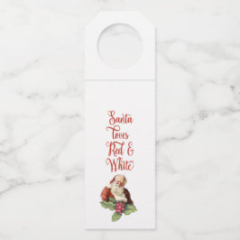 Santa houdt van rode & witte wijnhanger Labels