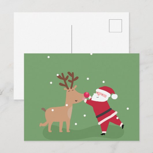 Santa Hugging Rudolph Briefkaart (Voorkant / Achterkant)