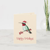 Santa Hummingbird Feestdagen Kaart (Voorkant)