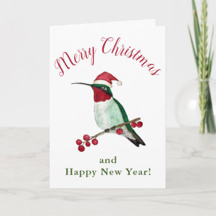Santa Hummingbird Holiday Card Feestdagen Kaart