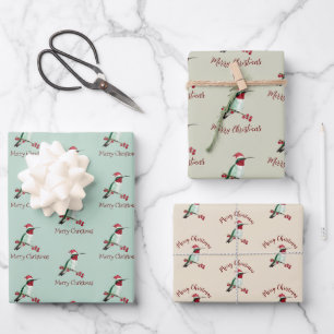 Santa Hummingbird Merry kerst Inpakpapier Vel
