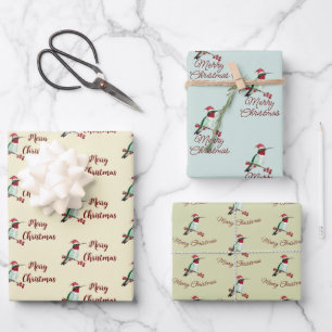 Santa Hummingbird Merry kerst Inpakpapier Vel