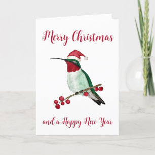 Santa Hummingbird Merry-kerstkaart Feestdagen Kaart