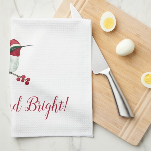 Santa Hummingbird Theedoek (Quarter Fold)