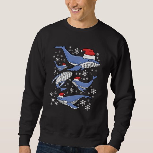 Santa Humpback Whales en Snowflake Kerstmis Trui (Voorkant)
