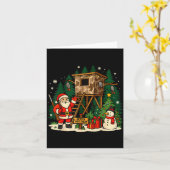 Santa Hunting Cabin Funny Christmas Better Not Ut  Kaart (Gele Bloem)