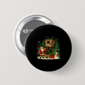 Santa Hunting Cabin Funny Christmas Better Not Ut Ronde Button 5,7 Cm (Voorkant /achterkant)