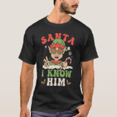 Santa I Know Him Groovy Retro Christmas  Elf Xmas  T-shirt (Voorkant)
