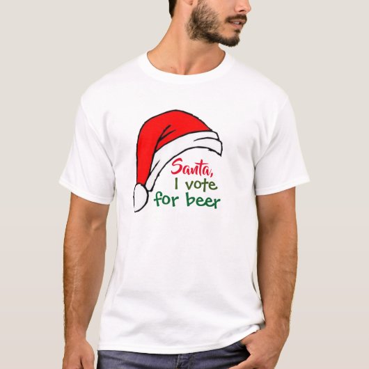 Santa i stemt voor bier, grappig kerstfeest Shirt  (Voorkant)