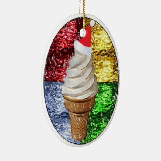 Santa Ice Cream Cone in Glas in lood Keramisch Ornament (Rechts)