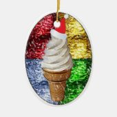 Santa Ice Cream Cone in Glas in lood Keramisch Ornament (Voorkant)